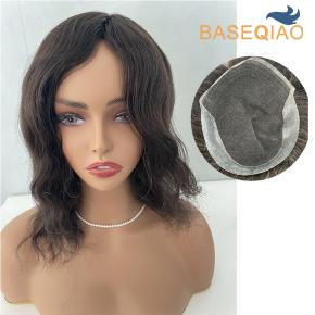 OCT Swiss lace with thin skin pu sides and back  human hair heavy density women toppers 12inch D436