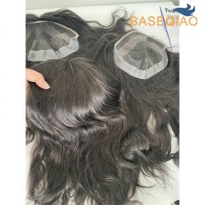 Customized Factory made template human hair women toppers lace with thin skin pu around D434