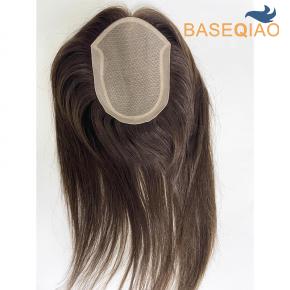 Hot selling natural  human hair brown silk base topper for women 5x7inch in stock   B5716