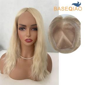 Blonde 14 Inch Human Hair Women's Topper Mono Base with 1Inch Thin Skin   perimeter D421