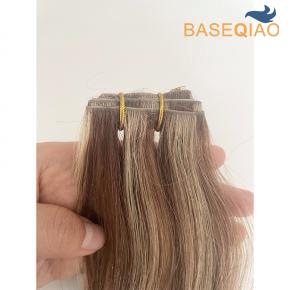 Injected pu hair extensions higlight blonde 4p27 virgin cuticle hair invisible pu seamless tape hair  D457