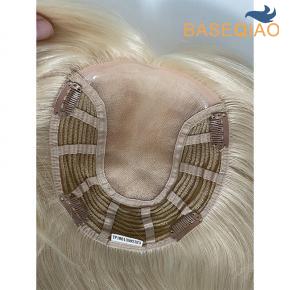 Mono top with hair weft back women toppers blonde straight human hair comfortable breathable caps D471