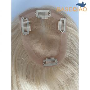 Blonde Straight Remy human hair double PU mono Topper for women  D480Q347