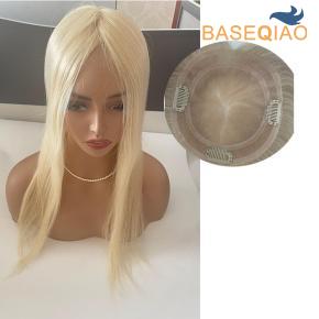 Fast shipping human hair blonde topper for women mono virgin hair  5.5x6 D488