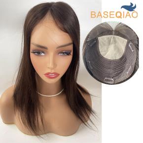 Luxurious Silk Base Lace Front Hair Topper with Dark Brown Hair Weft Seamless Natural Look D512Q344