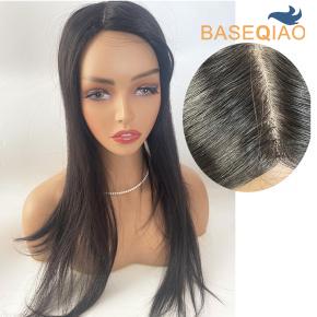 Jewish hair toppers for women large coverage human hair for thin hair soft black hair pieces clips D537