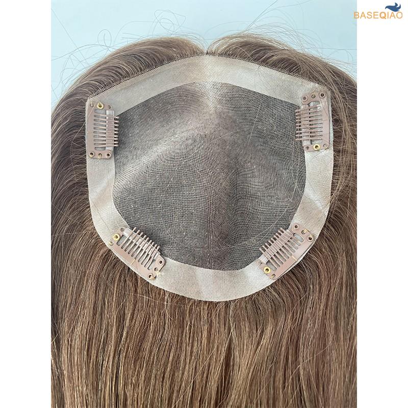 Mono Base Human Hair Topper 18inches Women Toppers Remy Hair Pieces 