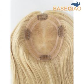 Mono Base human hair topper 12inches women toppers remy hair pieces Blonde color   D543