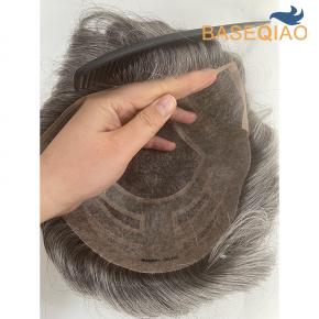 1B60H White hair toupee super hair replacement gray hair 4Hole D553